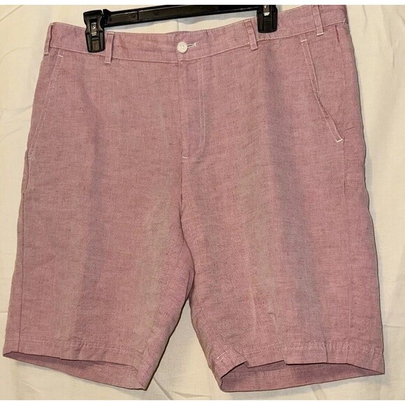 J. Hilburn Men's Tailored Fit Oxford Flat Front Chino Shorts - Size 36, Red - Picture 9 of 10